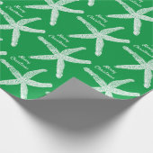 Starfish Pattern Green White Beach Merry kerst Cadeaupapier (Hoek)