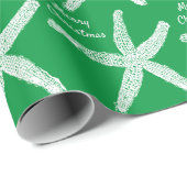 Starfish Pattern Green White Beach Merry kerst Cadeaupapier (Rol Hoek)