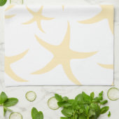 Starfish Pattern in Pastel Yellow and White. Theedoek (Gevouwen)