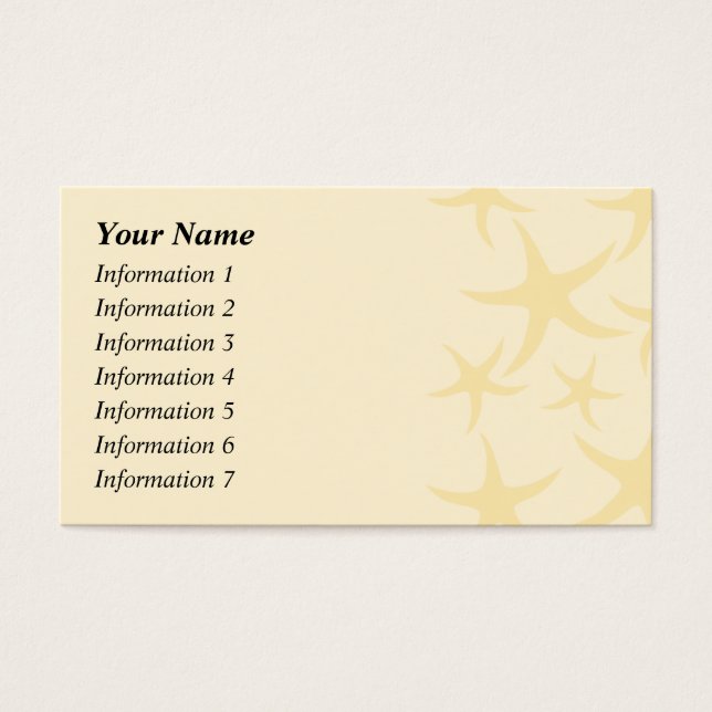 Starfish Pattern in Pastel Yellow. Visitekaartjes (Voorkant)