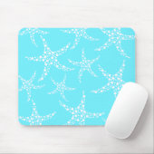 Starfish Pattern in Turquoise en White. Muismat (Met muis)