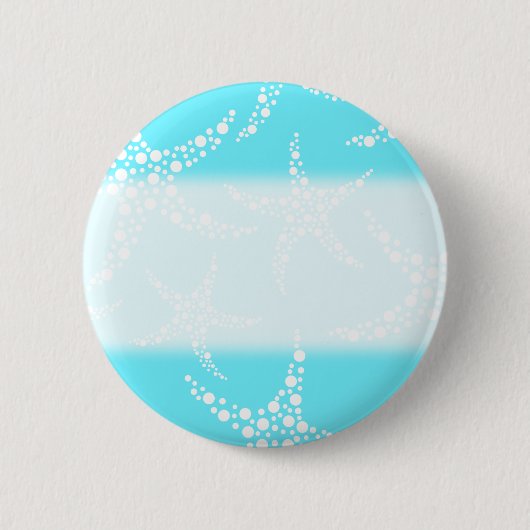 Starfish Pattern in Turquoise en White. Ronde Button 5,7 Cm (Voorkant)