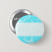 Starfish Pattern in Turquoise en White. Ronde Button 5,7 Cm (Voorkant /achterkant)
