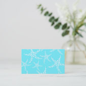 Starfish Pattern in Turquoise en White. Visitekaartje (Staand voorkant)