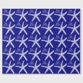 Starfish Pattern marine Blue White Happy Birthday Cadeaupapier (Vlak)
