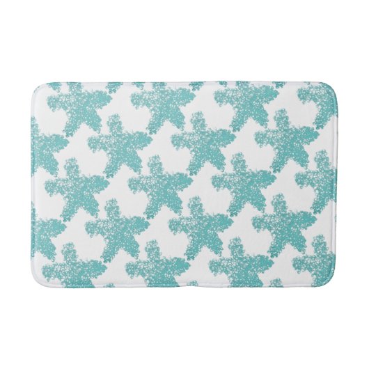 Starfish Pattern Nautical Beach Seafoam Green Blue Badmat (Voorkant)