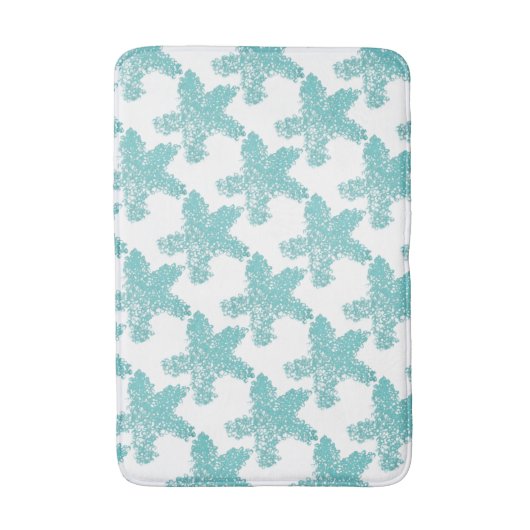 Starfish Pattern Nautical Beach Seafoam Green Blue Badmat (Voorkant Verticaal)