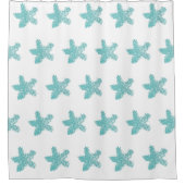 Starfish Pattern Nautical Beach Seafoam Green Blue Douchegordijn (Voorkant)