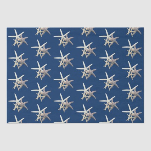 Starfish Pattern Navy Blue Tissuepapier (Voorkant)