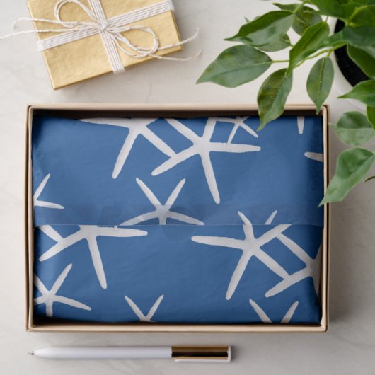 Starfish Pattern Navy Blue Tissuepapier (Geschenk)