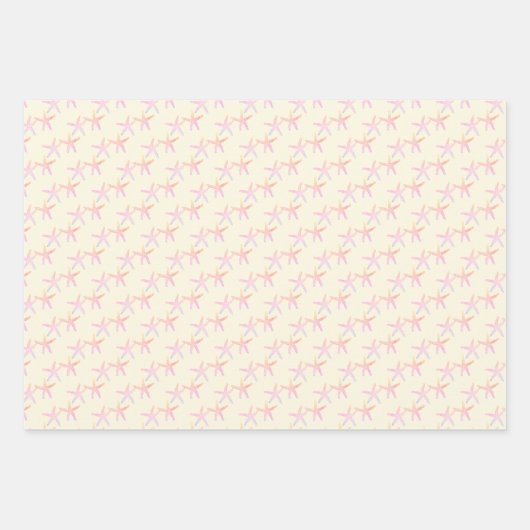 Starfish Pattern over White Yellow Pink Pastels Inpakpapier Vel (Voorkant 3)