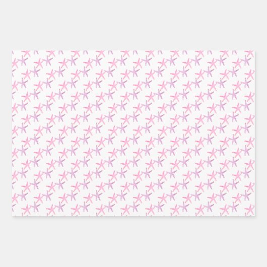 Starfish Pattern over White Yellow Pink Pastels Inpakpapier Vel (Voorkant)