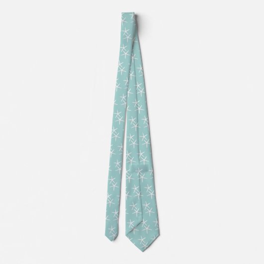 Starfish Pattern Seafoam Green Beach Groom Stropdas (Achterkant)