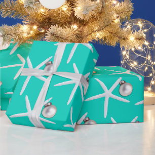 Starfish Pattern Turquoise kerstcadeautje Cadeaupapier