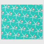 Starfish Pattern Turquoise kerstcadeautje Cadeaupapier (Vlak)
