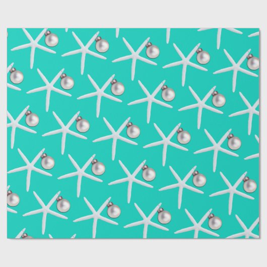 Starfish Pattern Turquoise kerstcadeautje Cadeaupapier (Vlak)