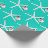 Starfish Pattern Turquoise kerstcadeautje Cadeaupapier (Hoek)