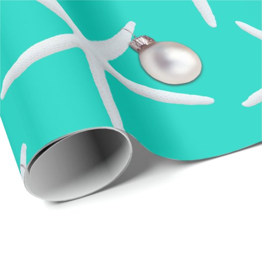 Starfish Pattern Turquoise kerstcadeautje Cadeaupapier (Rol Hoek)