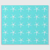 Starfish Pattern White Blauwgroen Blue Nautical Ab Cadeaupapier (Vlak)
