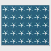 Starfish Pattern White Blue Cute Elegant Nautical Cadeaupapier (Vlak)