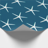 Starfish Pattern White Blue Cute Elegant Nautical Cadeaupapier (Hoek)