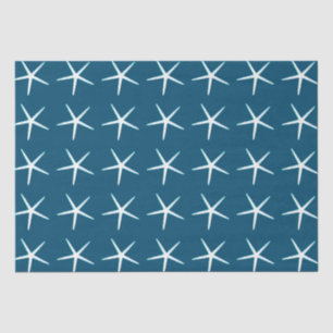 Starfish Pattern White Blue Cute Elegant Nautical Tissuepapier