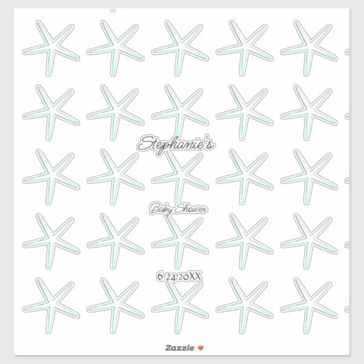 Starfish Patterns Baby shower Jongen Meisje 2023 L Sticker (Vel)