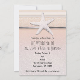 Starfish perziken & crème strand bruiloft uitnodig kaart