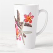 Starfish Plumeria Bloemen gepersonaliseerd Latte Mok (Rechts)