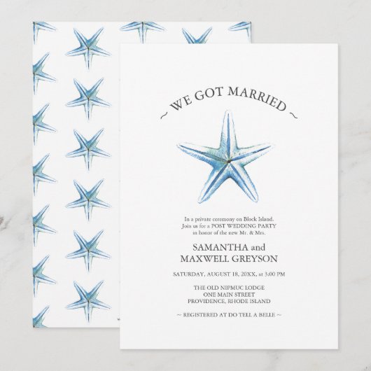 Starfish Post Beach huwelijksfeest Kaart (Voorkant / Achterkant)