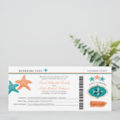 Starfish Puerto Rico Boarding Pass Wedding Kaart (Staand voorkant)