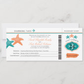 Starfish Puerto Rico Boarding Pass Wedding Kaart (Voorkant)