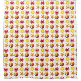 Starfish Rainbow Beach Ball Sun Crab Summer Douchegordijn