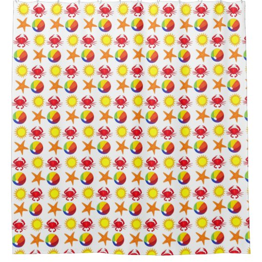 Starfish Rainbow Beach Ball Sun Crab Summer Douchegordijn (Voorkant)