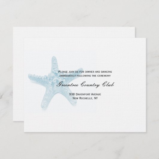 Starfish Reception Card - blauw Informatiekaartje (Voorkant / Achterkant)