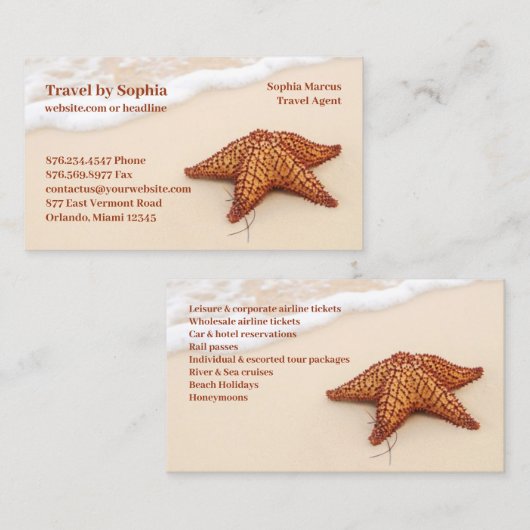 Starfish Reisbureau Visitekaartje (Voorkant / Achterkant)