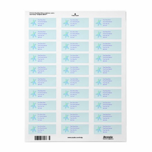 Starfish Return Address Labels (Full Sheet)