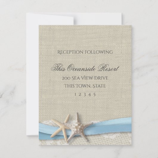 Starfish Ribbon en Lace Blue Beach Response Kaart (Voorkant)