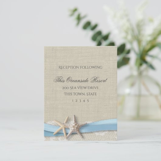 Starfish Ribbon en Lace Blue Beach Response Kaart (Staand voorkant)