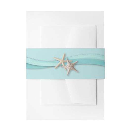 Starfish Ribbon en Turquoise Uitnodigingen Wikkel (Voorkant Voorbeeld)