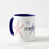 Starfish ringer mok - marineblauw 11 oz. (Voorkant links)
