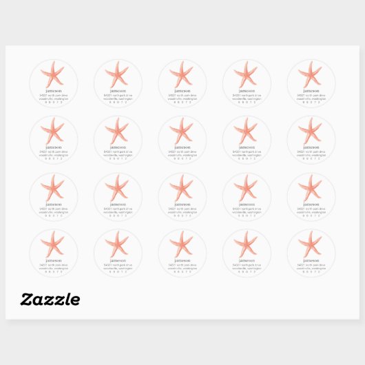 Starfish ronde adreslabel ronde sticker (Vel)