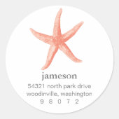Starfish ronde adreslabel ronde sticker (Voorkant)
