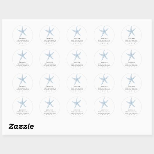 Starfish ronde adreslabel ronde sticker (Vel)