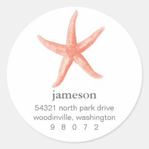 Starfish ronde adreslabel sticker
