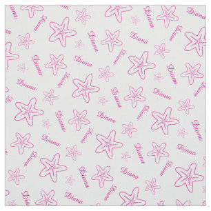 Starfish roze, op maat gesneden, wit stof