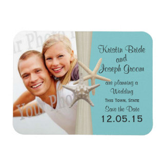 Starfish Rustic Aqua Blue Save the Date Foto Magneet