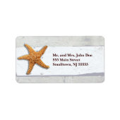 Starfish Rustic Beach Board Nautical Etiket (Voorkant)
