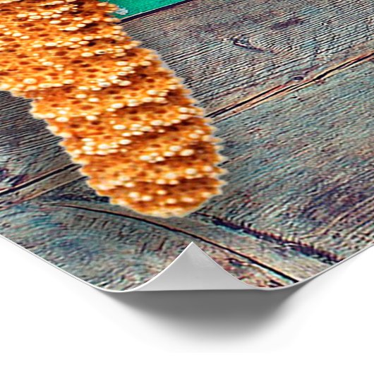Starfish Rustic Beach Board Nautical Poster (Hoek)