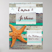 Starfish Rustic Beach Board Nautical Poster (Voorkant)